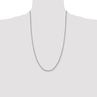 Sterling Silver Rhodium-plated Diamond-cut Cable Chain (Style QHC045R-26)