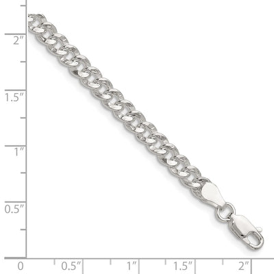 Sterling Silver Hammered Curb Bracelet, 7 x 4.75mm