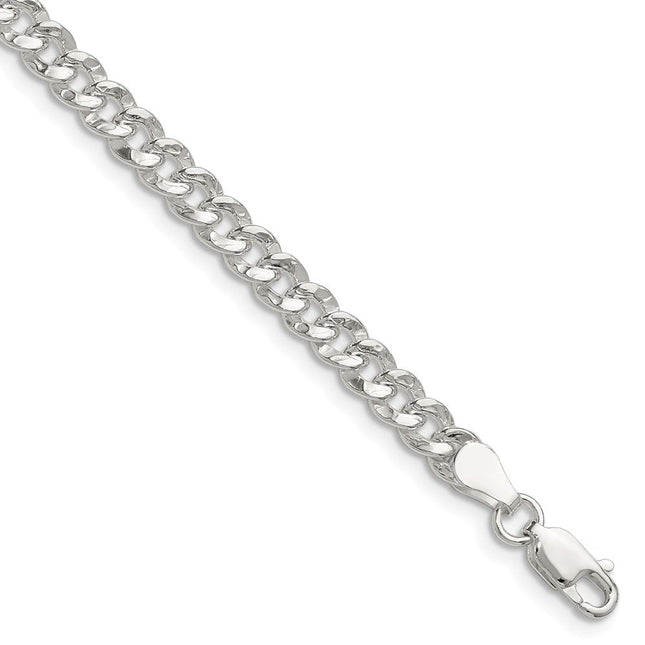 Sterling Silver Hammered Curb Bracelet, 7 x 4.75mm