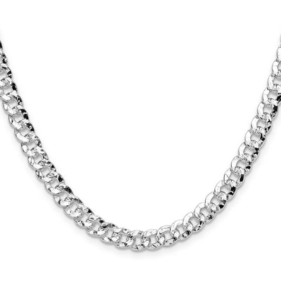 Sterling Silver Hammered Curb Chain, 16 x 6.35mm