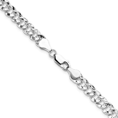 Sterling Silver Hammered Curb Chain, 16 x 6.35mm