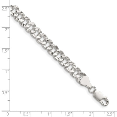 Sterling Silver Hammered Curb Bracelet, 7 x 6.35mm