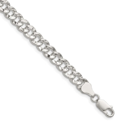 Sterling Silver Hammered Curb Bracelet, 7 x 6.35mm