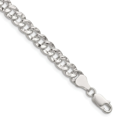 Sterling Silver Hammered Curb Chain, 16 x 6.35mm
