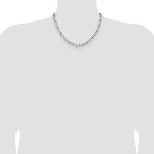 Sterling Silver Hammered Figaro Chain (Style QHF120-18)