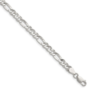 Sterling Silver Hammered Figaro Chain (Style QHF120-8)