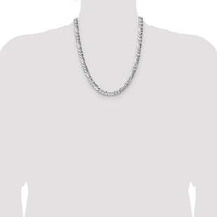 Sterling Silver Hammered Figaro Chain (Style QHF150-22)