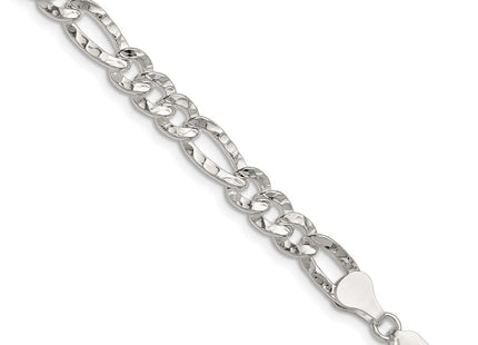 Sterling Silver Hammered Figaro Chain (Style QHF150-8)