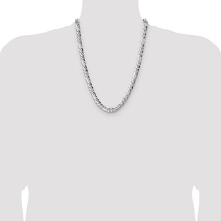 Sterling Silver Hammered Figaro Chain (Style QHF180-22)