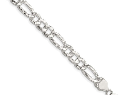Sterling Silver Hammered Figaro Chain (Style QHF180-8)