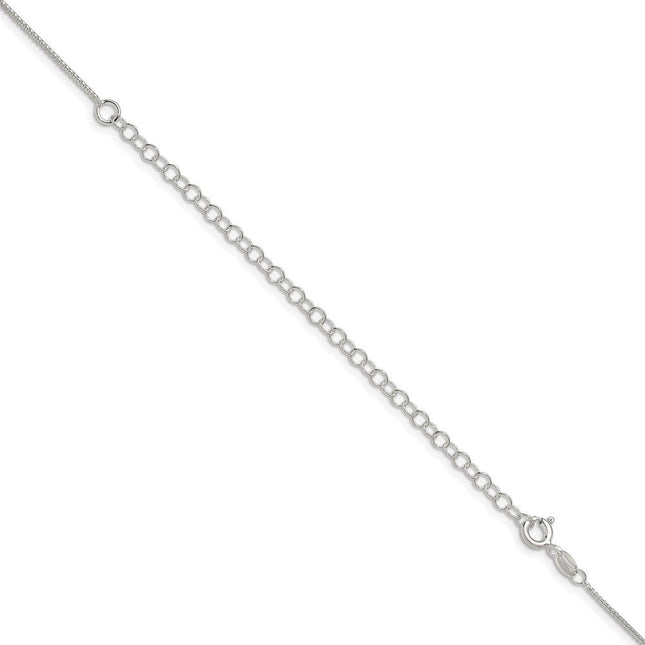 Sterling Silver Round Box Chain w/2in ext., 20 x 1mm