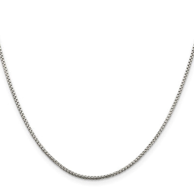 Sterling Silver Round Box Chain, 36 x 1.5mm
