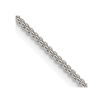 Sterling Silver Round Box Chain, 36 x 1.5mm