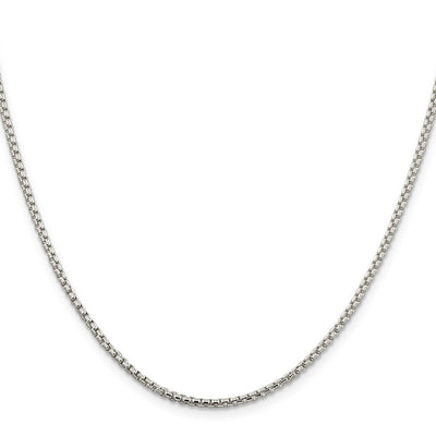 Sterling Silver Round Box Chain, 18 x 2mm