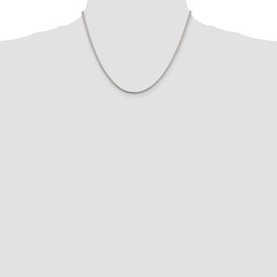 Sterling Silver Round Box Chain, 18 x 2mm