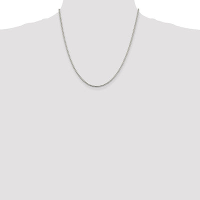 Sterling Silver Round Box Chain, 18 x 2mm