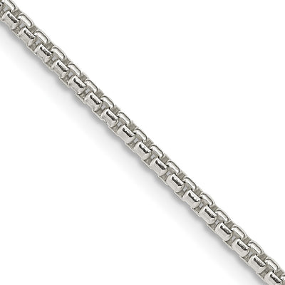 Sterling Silver Round Box Chain, 18 x 2mm