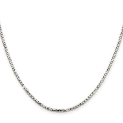 Sterling Silver Rhodium-plated Round Box Chain, 18 x 2mm