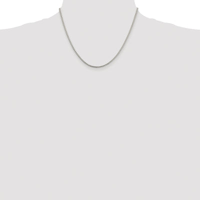 Sterling Silver Rhodium-plated Round Box Chain, 18 x 2mm