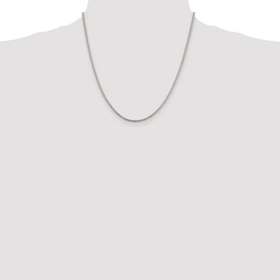 Sterling Silver Rhodium-plated Round Box Chain, 18 x 2mm
