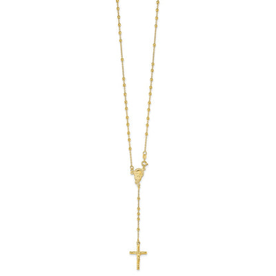 Sterling Silver Gold-plated Polished Bead Rosary Necklace
