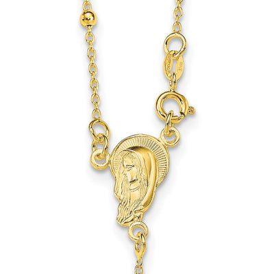Sterling Silver Gold-plated Polished Bead Rosary Necklace
