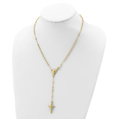 Sterling Silver Gold-plated Polished Bead Rosary Necklace