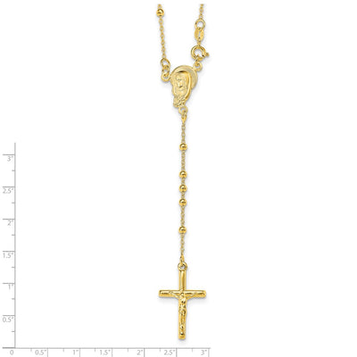 Sterling Silver Gold-plated Polished Bead Rosary Necklace