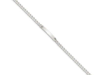 Sterling Silver Polished Engraveable Curb Link ID Bracelet