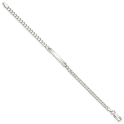 Sterling Silver Polished Engraveable Curb Link ID Bracelet, 7 x 3mm