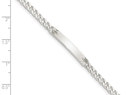 Sterling Silver Polished Engraveable Curb Link ID Bracelet