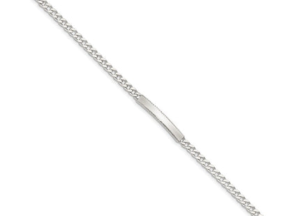 Sterling Silver Diamond-cut Engraveable Curb Link ID Bracelet (Style QID102-7)
