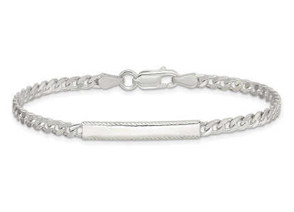 Sterling Silver Diamond-cut Engraveable Curb Link ID Bracelet (Style QID102-7)