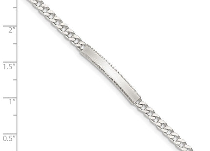 Sterling Silver Diamond-cut Engraveable Curb Link ID Bracelet (Style QID102-7)