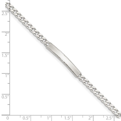Sterling Silver Diamond-cut Engraveable Curb Link ID Bracelet, 7 x 3mm