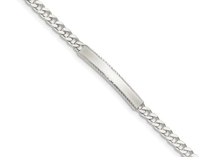 Sterling Silver Diamond-cut Engraveable Curb Link ID Bracelet (Style QID102-7)