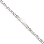 Sterling Silver Diamond-cut Engraveable Curb Link ID Bracelet, 7 x 3mm view
