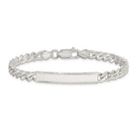 Sterling Silver Diamond-cut Engraveable Curb Link ID Bracelet, 7 x 5mm view