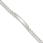 Sterling Silver Diamond-cut Engraveable Curb Link ID Bracelet, 7 x 5mm view