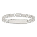 Sterling Silver Diamond-cut Engraveable Curb Link ID Bracelet, 7 x 6mm view