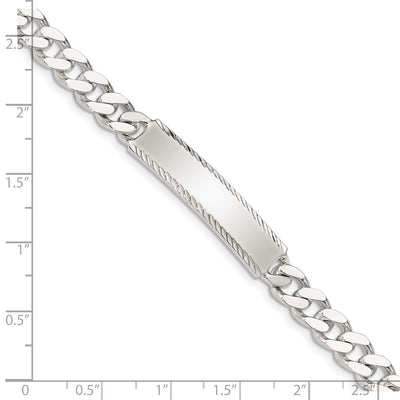 Sterling Silver Diamond-cut Engraveable Curb Link ID Bracelet, 7 x 6mm