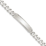 Sterling Silver Diamond-cut Engraveable Curb Link ID Bracelet, 7 x 6mm view