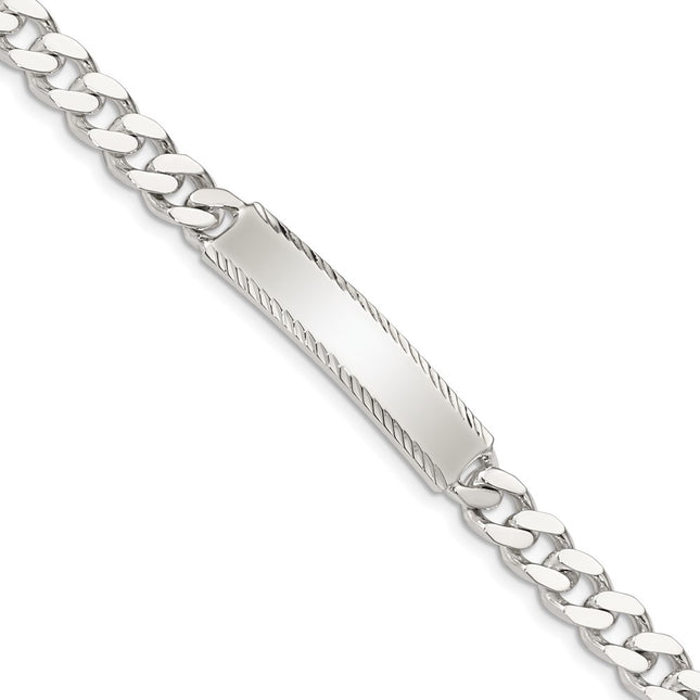 Sterling silver ID bracelet, 7x6mm plate on a curb link chain, engravable