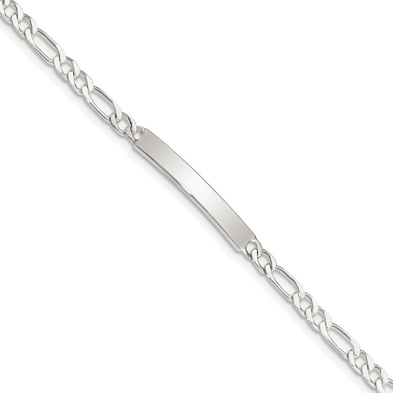 Sterling silver figaro link engravable ID bracelet
