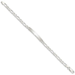 Sterling Silver Engraveable Figaro Link ID Bracelet view 3