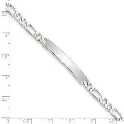 Sterling Silver Engraveable Figaro Link ID Bracelet