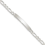 Sterling Silver Engraveable Figaro Link ID Bracelet view 1