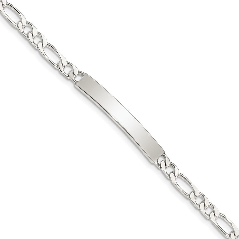 Sterling silver figaro link engravable ID bracelet