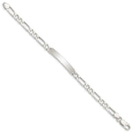 Sterling Silver Polished Engraveable Figaro Link ID Bracelet, 7 x 5mm view
