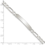 Sterling Silver Polished Engraveable Figaro Link ID Bracelet, 7 x 5mm view
